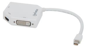 Mini DisplayPort Male To HDMI/DVI/VGA Female, Active, White