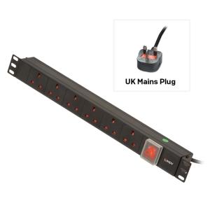 1u 6 Way Uk Plug Pdu 1x13a Plug To 6x3 Pin Sockets