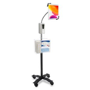 Compact Gooseneck Floor Stand 7-13in Tablet W/sanitizing