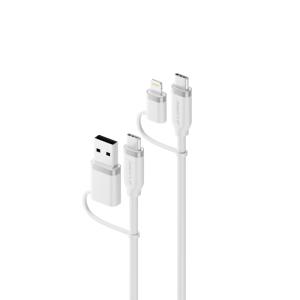 Elements Silicone 4IN1 USB 2.0 Cable 100W White - 1.5m